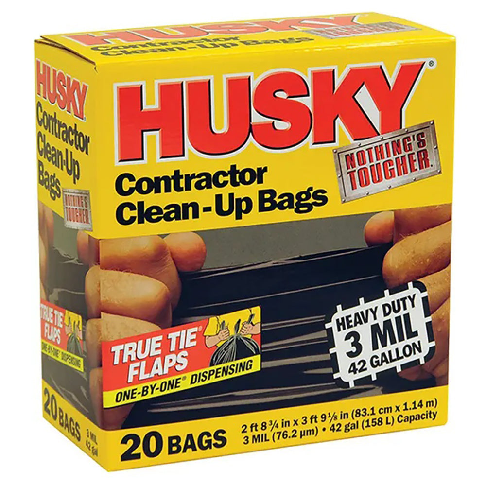 42 Gal Poly - America HK42020B Husky 3-Mil Contractor Trash Bag, 20-Count