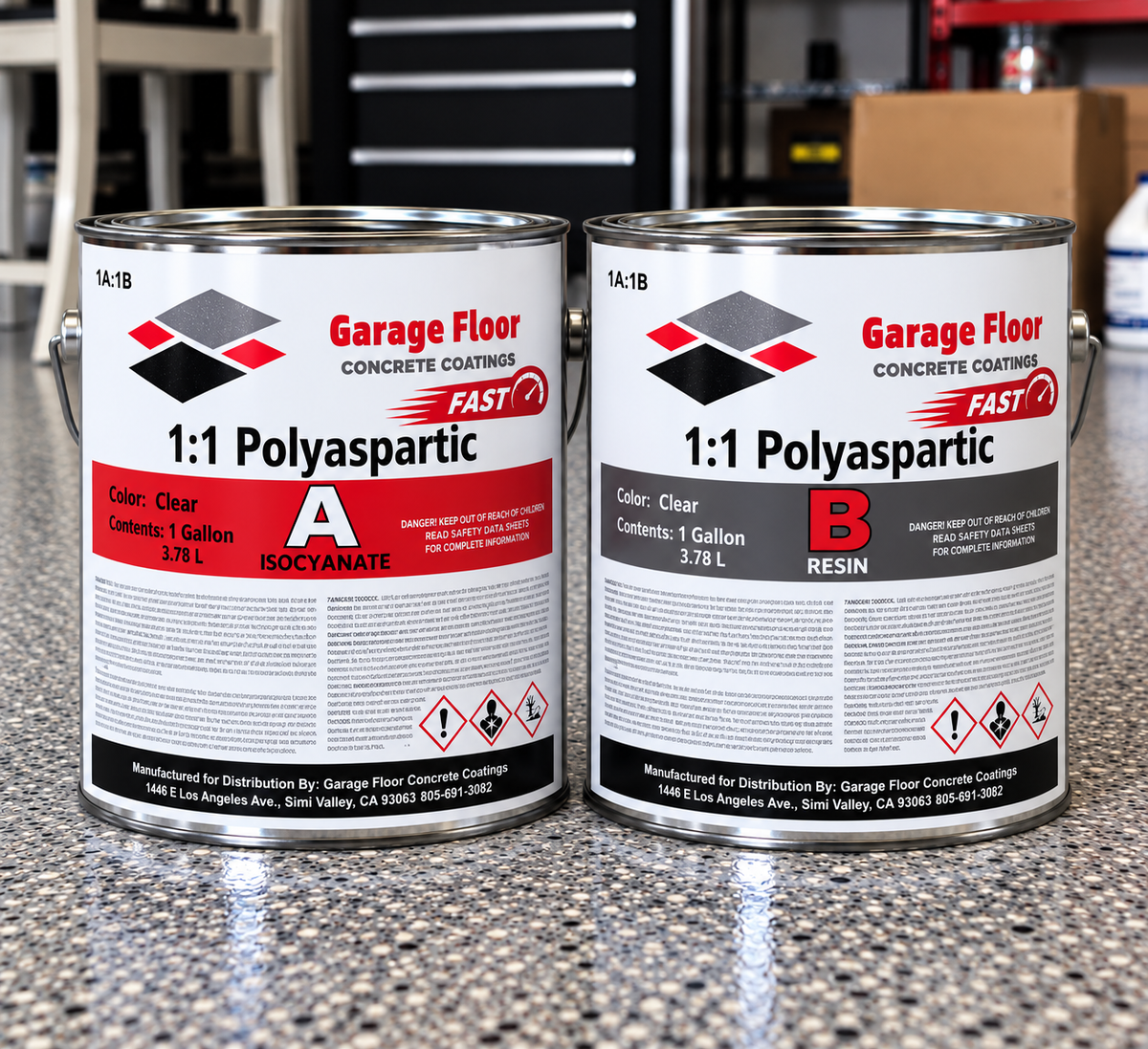 Professional Grade Fast-Cure Polyaspartic – Clear & Tintable (2 Gallon Kit)